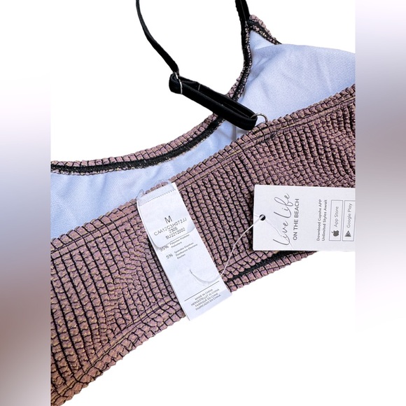 NWT Cupshe Rib Mineral Wash Scoop Neck Top & Hipster Bikini Set- Coffee - Picture 6 of 6